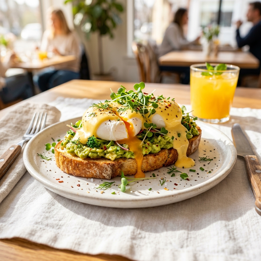 Eggs Benedict sourdough plate
